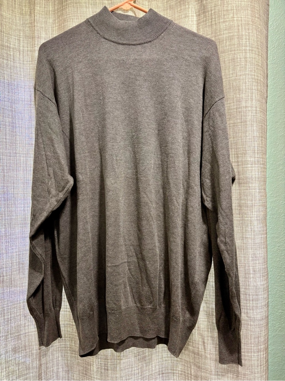 Vintage Allora Men's Taupe Mock Neck Sweater - lightweight layer for Fall